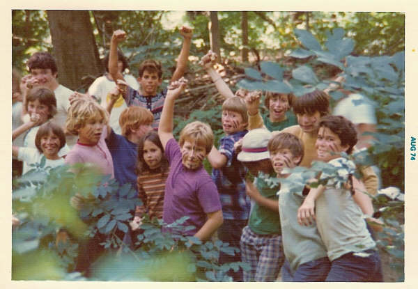Photo of campers engaged in the annual Flour Battle.